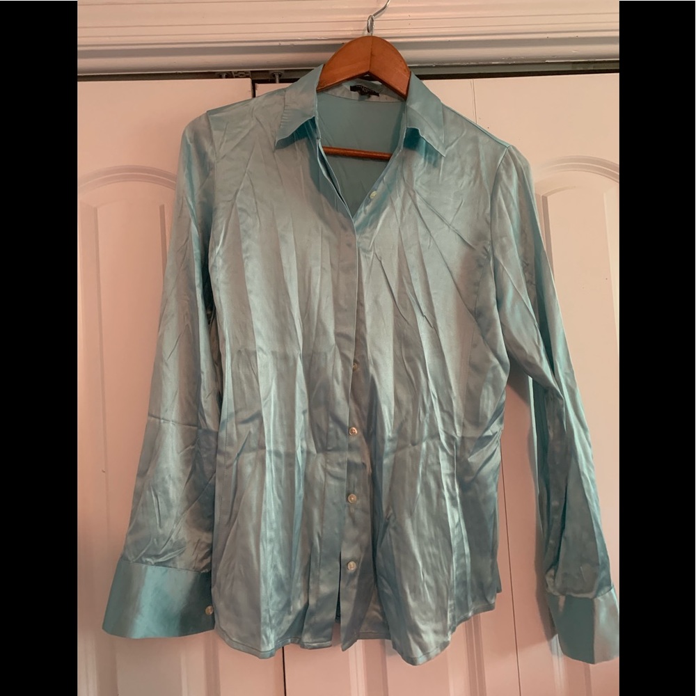 Ice Blue Ann Taylor Silk Top size 8
